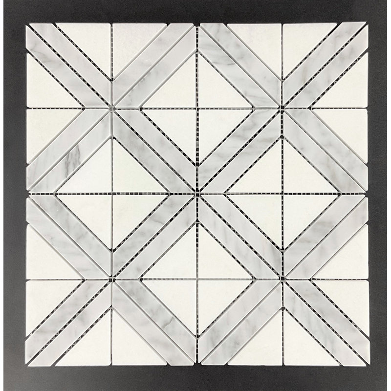 Natural Stone Mosaic Wall & Floor Tile, Thassos White/White Carrara