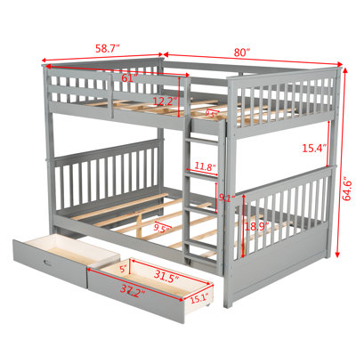 Twin-Over-Twin Bunk Bed With Ladders And Two Storage Drawers (Espresso) -  Harriet Bee, 8C987ADCF5394DEC9697D9C7494A7F4A