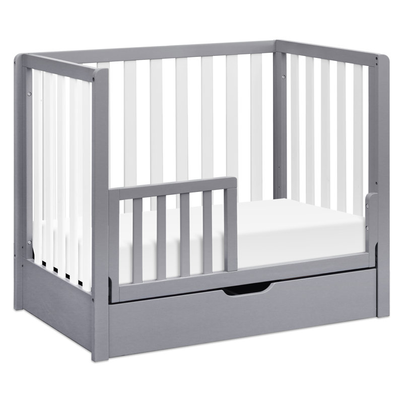 Ensemble de mini chambre de bébé convertible Colby, Gris / blanc