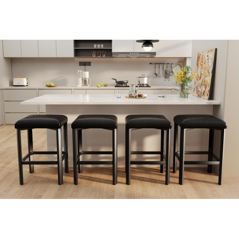 Counter Stool with Metal Frame, Black, 4