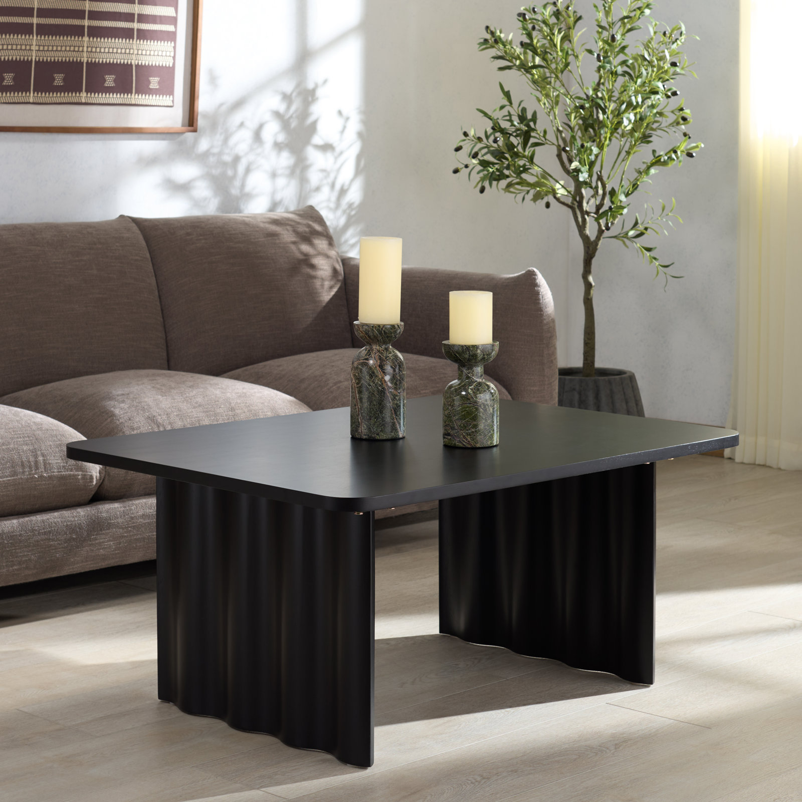 30" Rectangular Coffee Table, Black