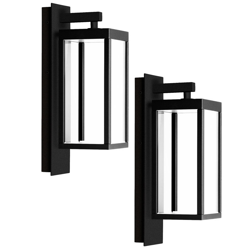 2-Pack Outdoor Wall Sconce Exterior IP54 Waterproof LED Light Fixture Modern Wall Mount, Black