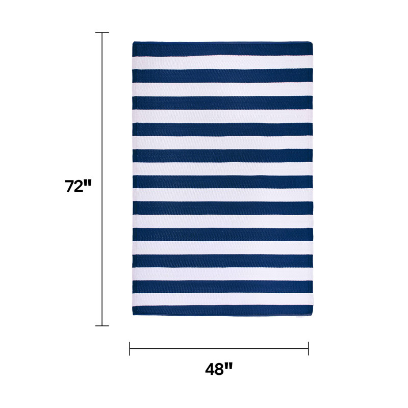 Tapis d'extérieur Mayur, Bretagne - bleu / blanc, Rectangle 4 pi x 6 pi