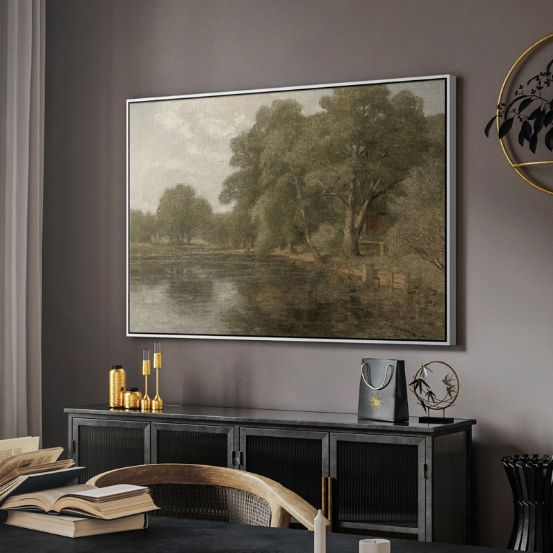 «Vintage Landscape -DCCIX» sur, H 27 po x l 41 po, Blanc