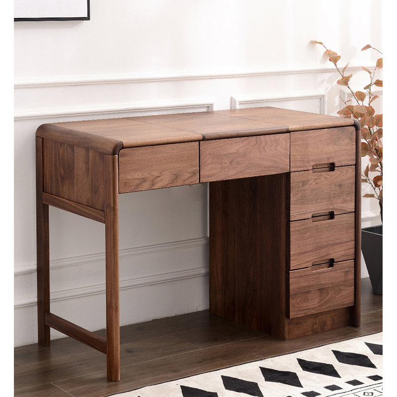 Solid Wood Clamshell Multi-Functional Storage Cabinet Integrated Makeup Table