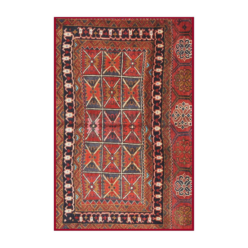 Tapis géométrique brun / rouge / noir, Rectangle 5 pi x 8 pi