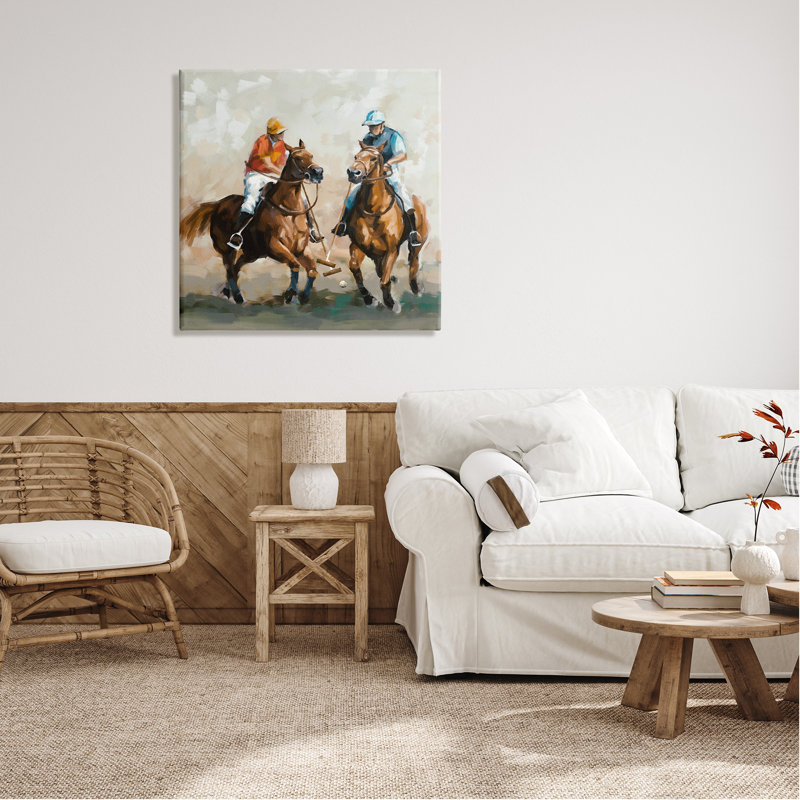 Peinture équestre, chevaux sur bois par Ziwei Li, peinture, H 30 po x l 30 po x P 1,5 po