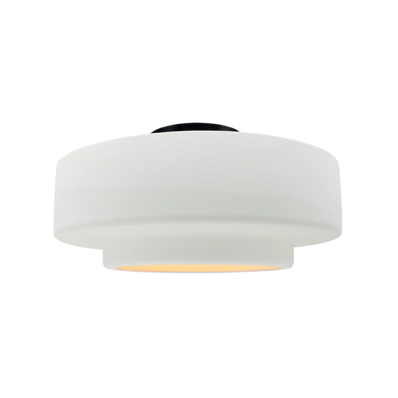 Plafonnier semi-encastré Radiance, H 7,25 po x l 14,5 po x P 14,5 po, Blanc brillant, Noir mat