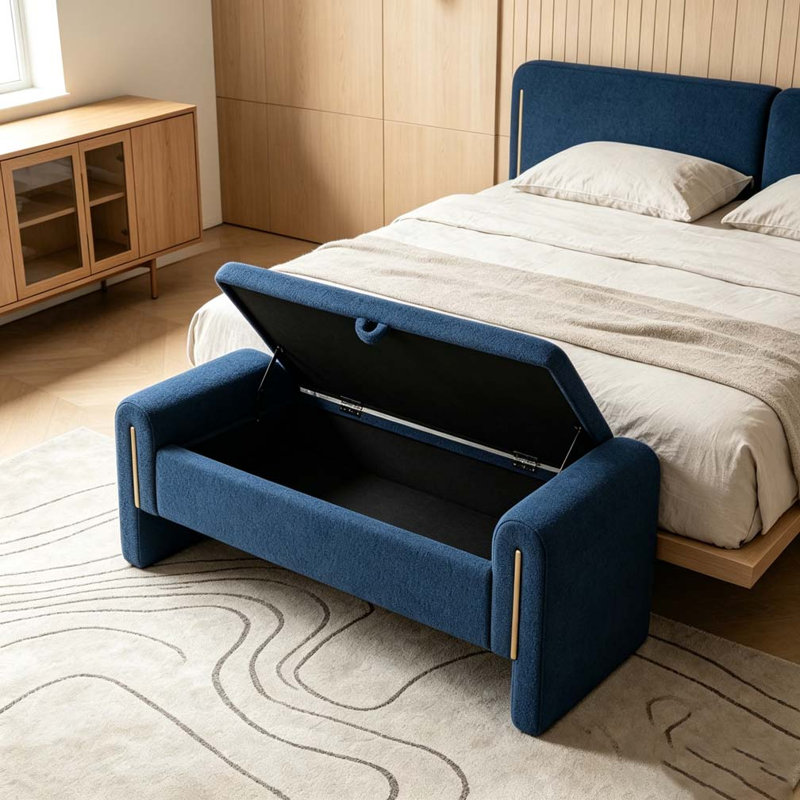 Banc de bout avec accoudoirs et rangement Modern, Marine