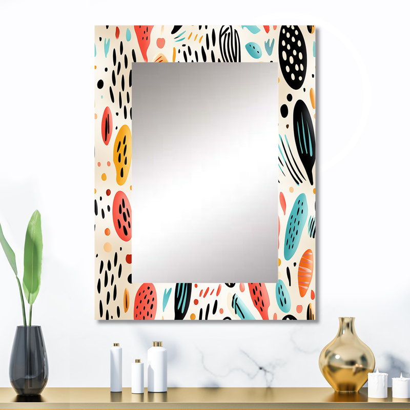 Motif d'animaux tribaux de couleur claire Aigner - décor de miroir mural géométrique unique, grand miroir géométrique, impression d'art en métal