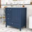 Meuble-lavabo moderne avec lavabo en céramique intégré, armoire à charnières à fermeture en douceur et 3 tiroirs-129412305