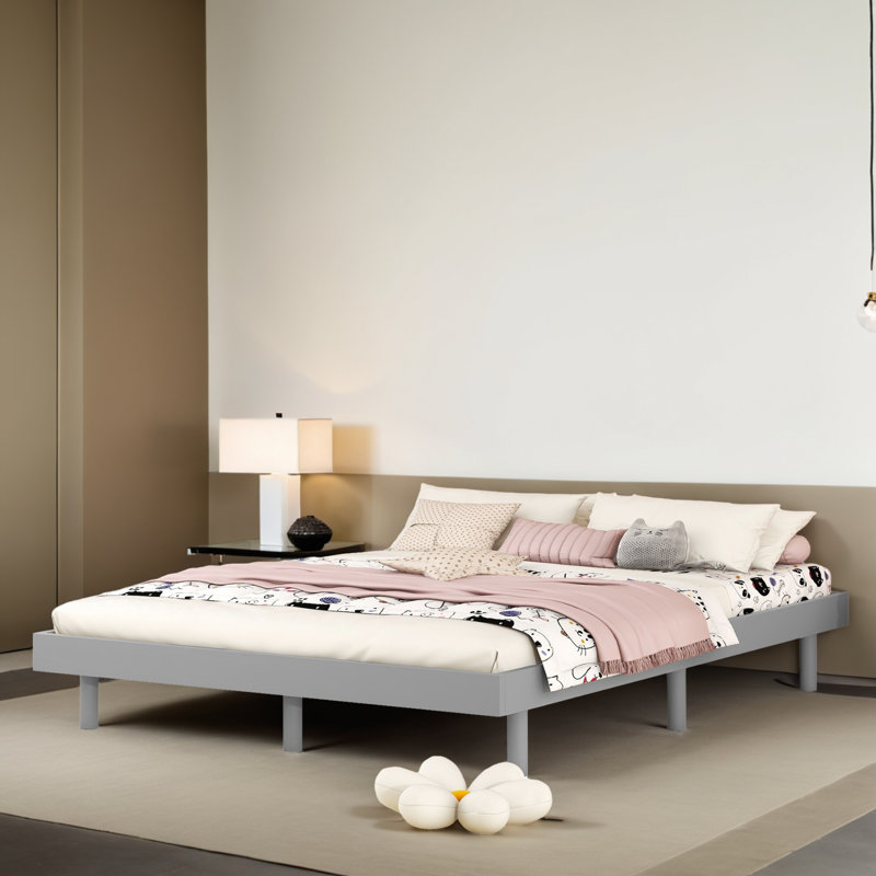 Base de lit plateforme flottante, Lit double, Gris