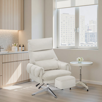 Fauteuil de beauté inclinable pour le visage avec pivot à 360 ° et repose-pieds réglable, tissu