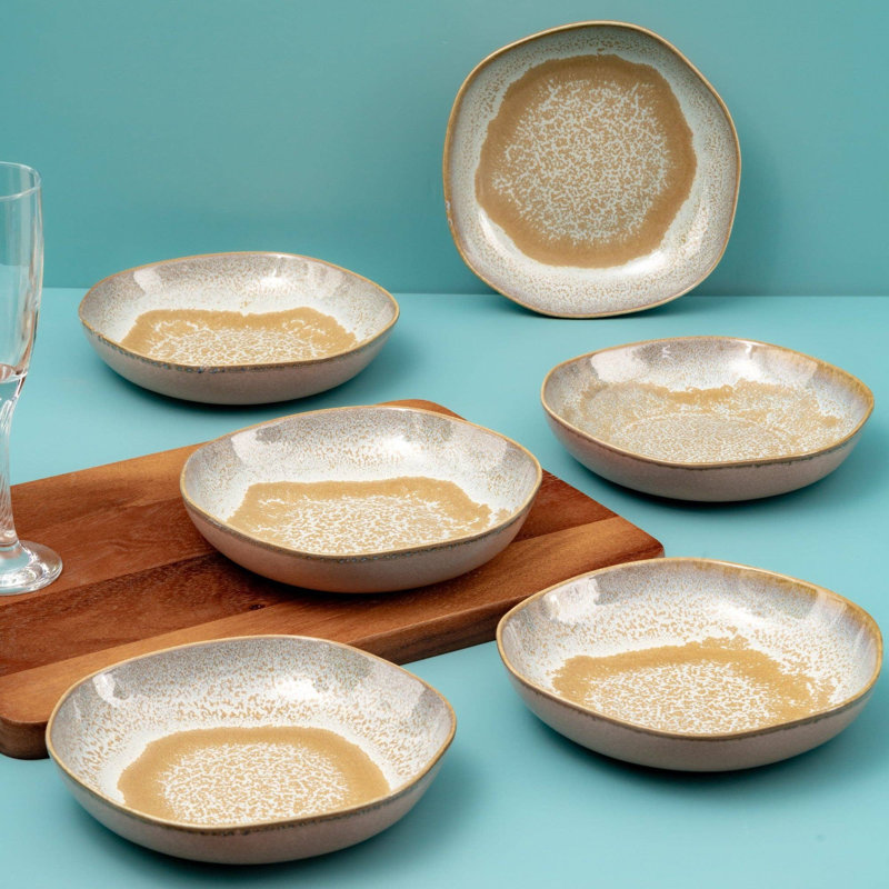 Assiette creuse en porcelaine artistique | Forme inégale,, 7.5"