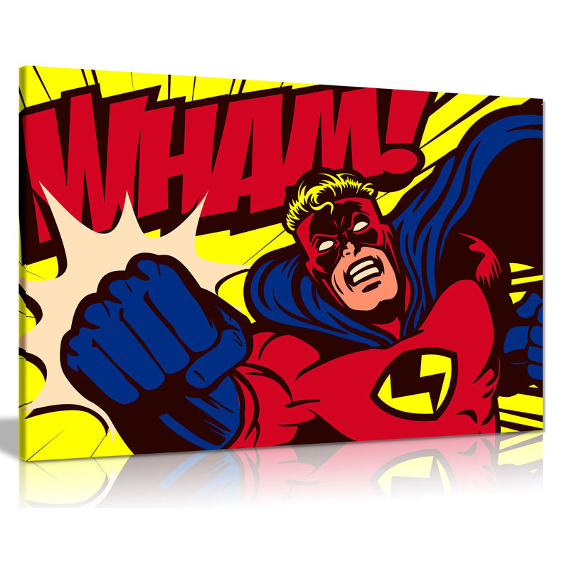 Pop Art Superhero Comic - Wrapped Canvas Print, 41cm H x 61cm W