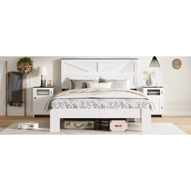 Base de lit plateforme en bois, Lit double