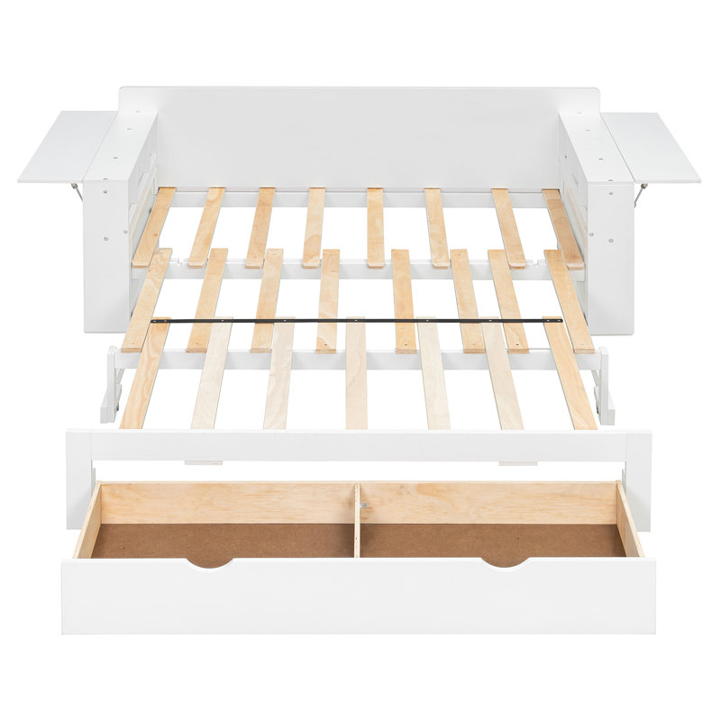 Lit de jour avec bureau amovible, Complet/Double, Blanc
