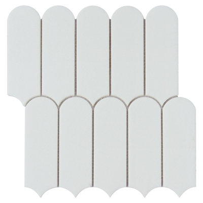 Moonlit Arches 10.4 In. X 9.77 In. Picket Polished Marble Mosaic Tile