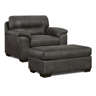 Ensemble de salon 2 pièces Tirana, fauteuil avec repose-pieds en tissu et repose-pieds Sequoia