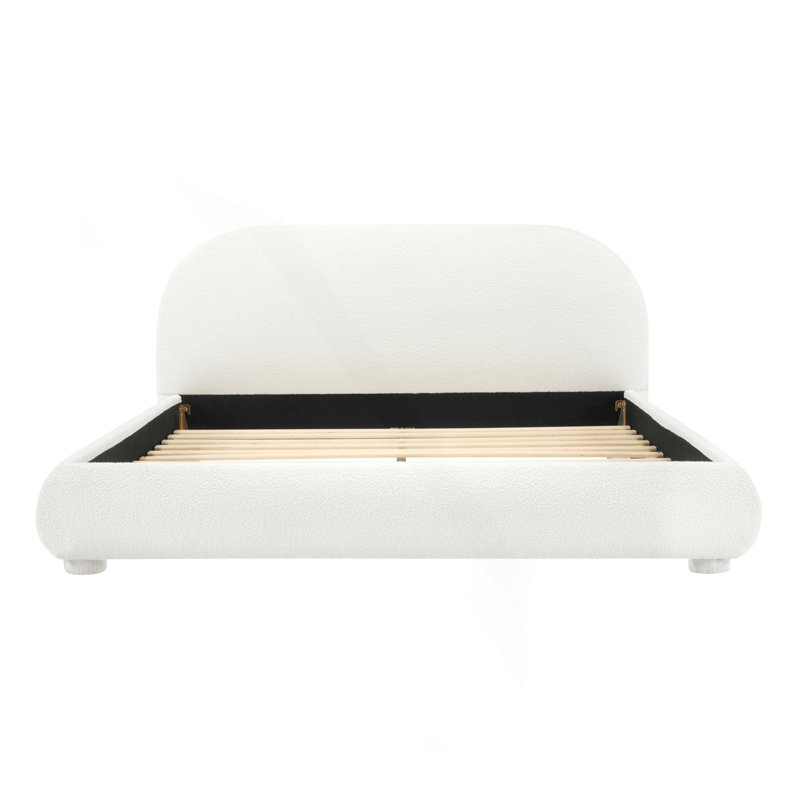 Lit tapissier en tissu de style crème, design moderne simple pour les chambres doubles, combinaison de confort et d'élégance