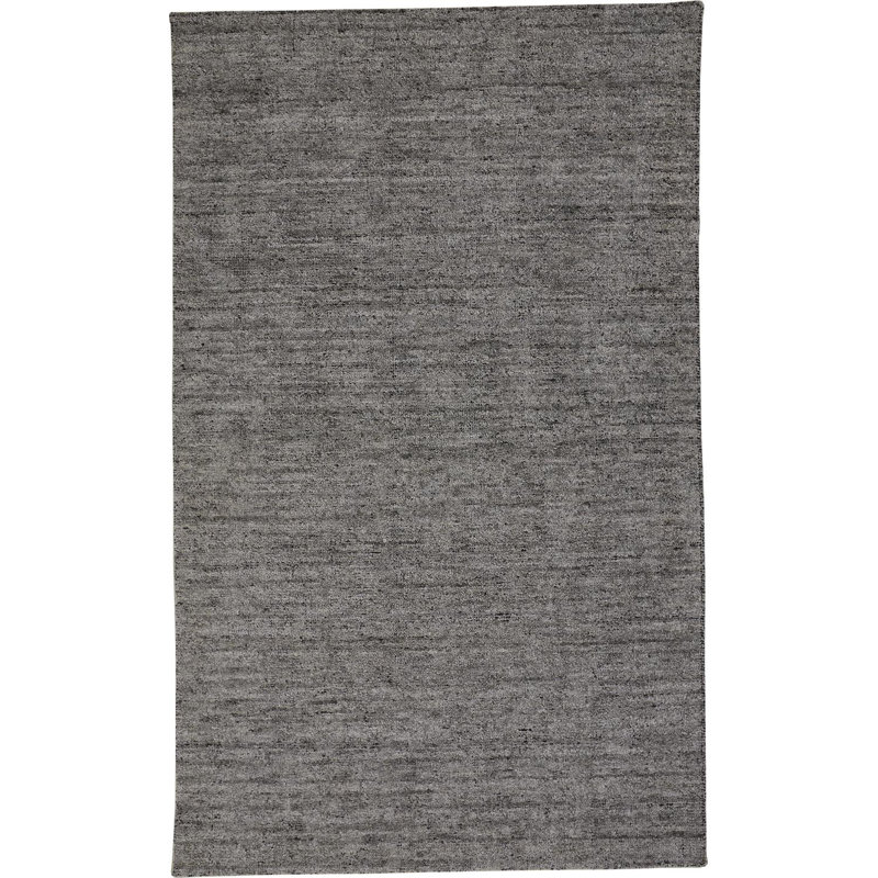 Tapis gris / noir en viscose tissé à la main Rectangle Naideline, Rectangle 8 pi x 10 pi