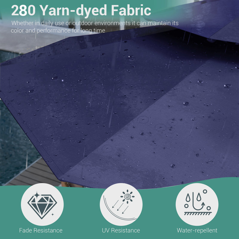 11Ft Double Top Cantilever Umbrella with Base, Navy Blue