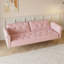 Un canapé-lit de 69,7 pouces de long recouvert de tissu de velours, avec une garniture cloutée et un coussin décoratif assorti-350236133