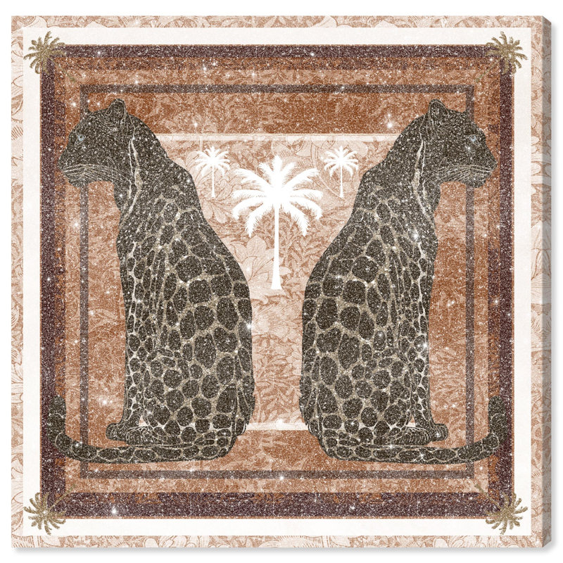 Casablanca Leopardo Print Glam Jungle by Oliver Gal, Black Frame, 12 x 12, 17.5" H x 17.5" W, Diamond Dust Shadowbox Framed
