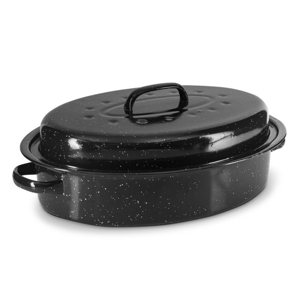 Gibson Home Kenmar High Dome Oval Roaster Set in Black - Includes Roaster  Pan with Lid and Wire Rack in the Cooking Pots department at