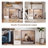 37'' White Cat Litter Box Enclosure, Hidden Indoor Litter Box Furniture With Glass Door and Light, Modern Wooden Kitty House Washroom Sideboard End Table For Large Cats