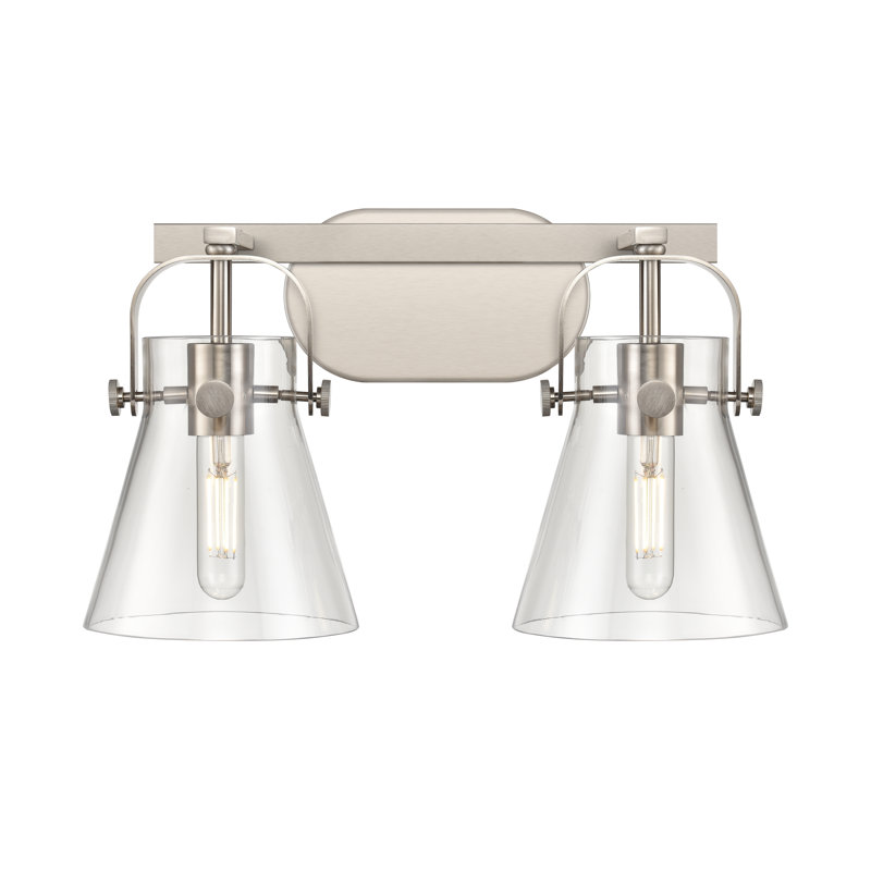 Éclairage pour meuble-lavabo mural 6 po 2 lumières Sidman, Transparent, Nickel satiné, Deux lumières