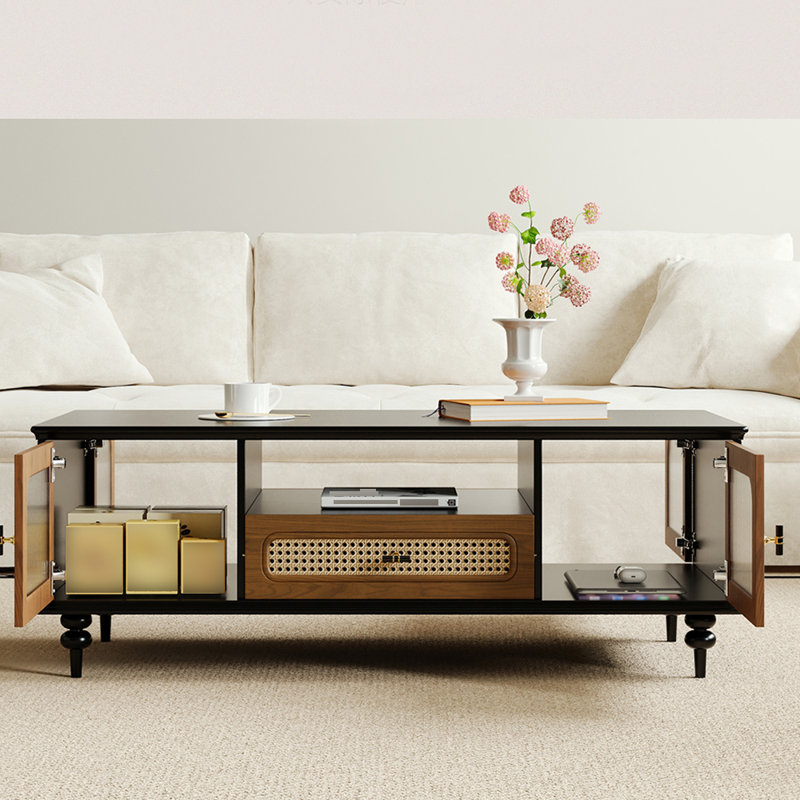 Table à thé en rotin rétro de style américain