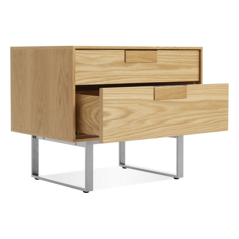 Series 11 2 - Drawer Nightstand, Silver/White Oak