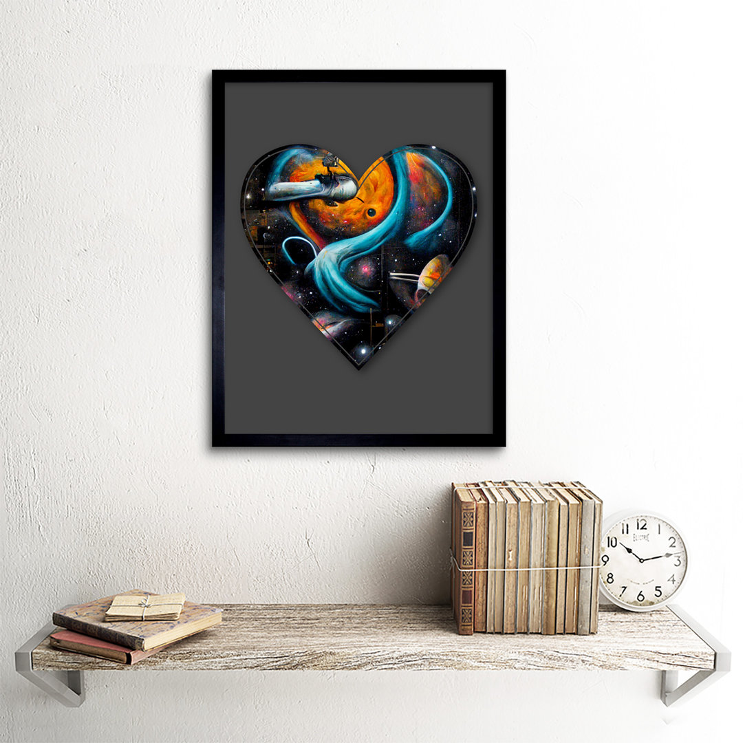 Symbol Heart Love Space Trippy Cosmos Decorative Graffiti - Single Picture Frame Print