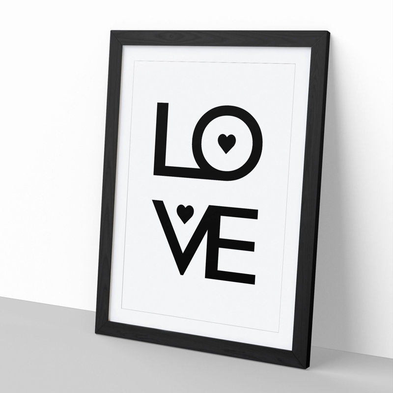Love Heart - Picture Frame Typography, Black Framed, 90cm H x 65cm W x 2cm D
