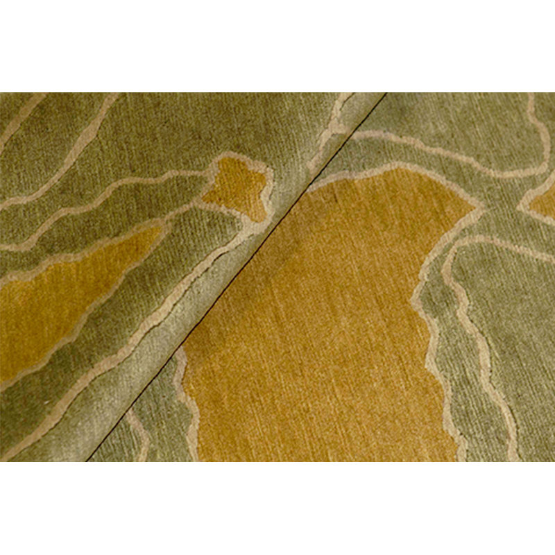 Hand-Knotted High-Quality Orange and Green Area Rug