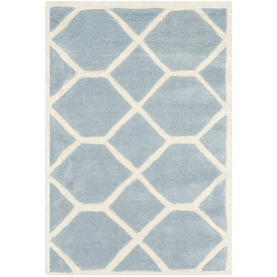 Deedie Hand-Tufted Wool Blue/Ivory Area Rug