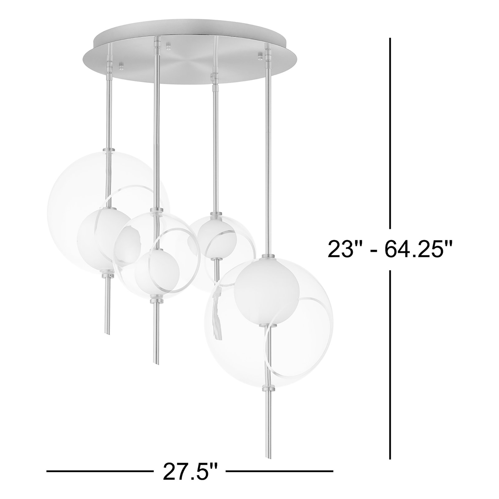 Shipshewana 4 Light Glass Steel Dimmable LED Pendant