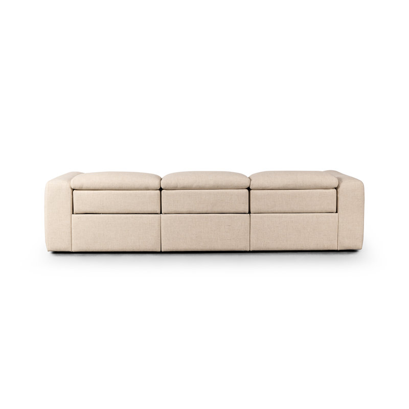 Radley 124" Leather Power Reclining Sofa, Antigo Natural Polyester Blend