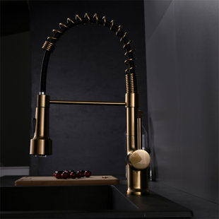 Robinet de cuisine rétractable à poignée simple avec accessoires