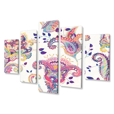Jacobean Paisley Design - 5 Piece Wrapped Canvas Print