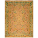 Gorgeous Oversized Coral Filed With Seafoam Green Antique Turkish Oushak Rug