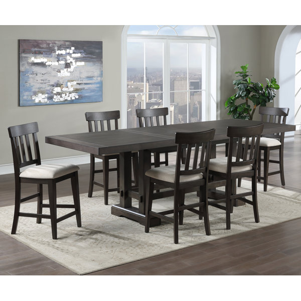 Trinity Dining Table Set for 4, Kitchen Table and Chairs, Rectangular  Dining Room Table Set with 4 Upholstered Chairs, for Small Space, Brown