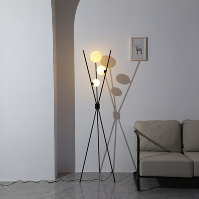 160 H cm Polished Torchiere Floor Lamp with USB and Outlet
