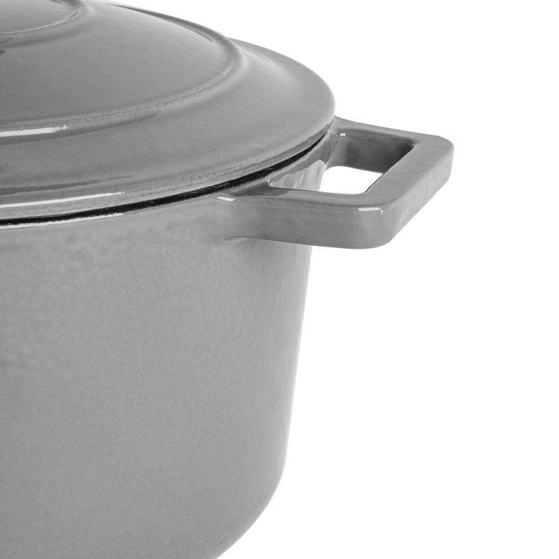 Argon Tableware - Round Cast Iron Casserole Dishes, Grey