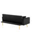 Lit futon convertible noir, Compact Living Essential, velours, 3 positions réglables, pieds en métal, facile à assembler en convertibles