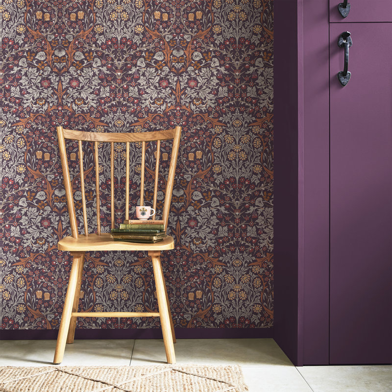 William Morris At Home SS24 Floral Wallpaper Double Roll, Blackthorn Plum