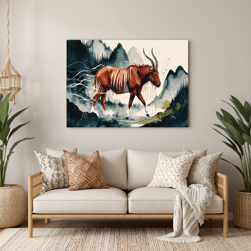 Faune montagne Bongo, art mural en métal noir, H 12 po x l 18 po