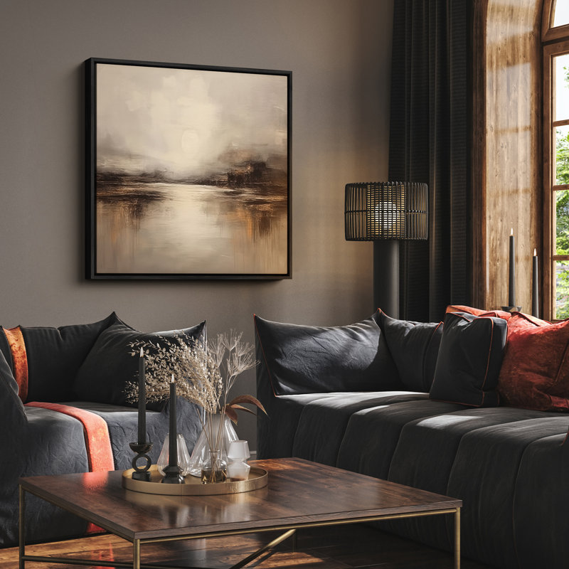Art mural encadré abstrait rétro antique classique pour chambre à coucher, Noir, noir, noir, noir, H 24 po x l 24 po