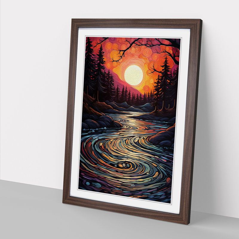Lake Expressionism No.2 - Framed Print, Walnut, 34cm H x 25cm W x 2cm D